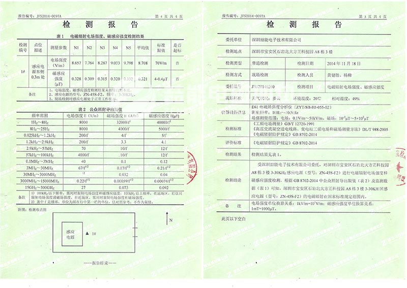 電磁加熱磁場(chǎng)檢測(cè)報(bào)告